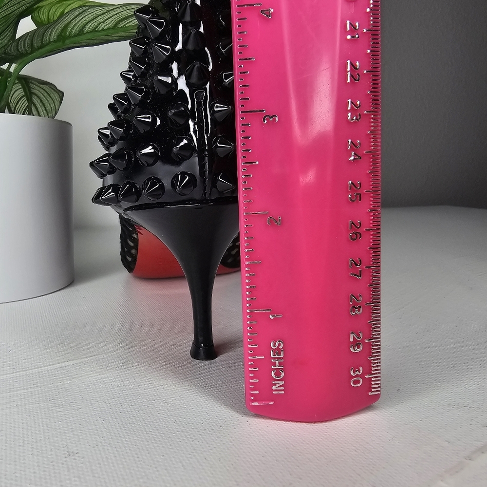 Christian Louboutin Follies Spikes Mesh Black Pumps Size 40 - Red Sole Heels - Picture 5 of 5
